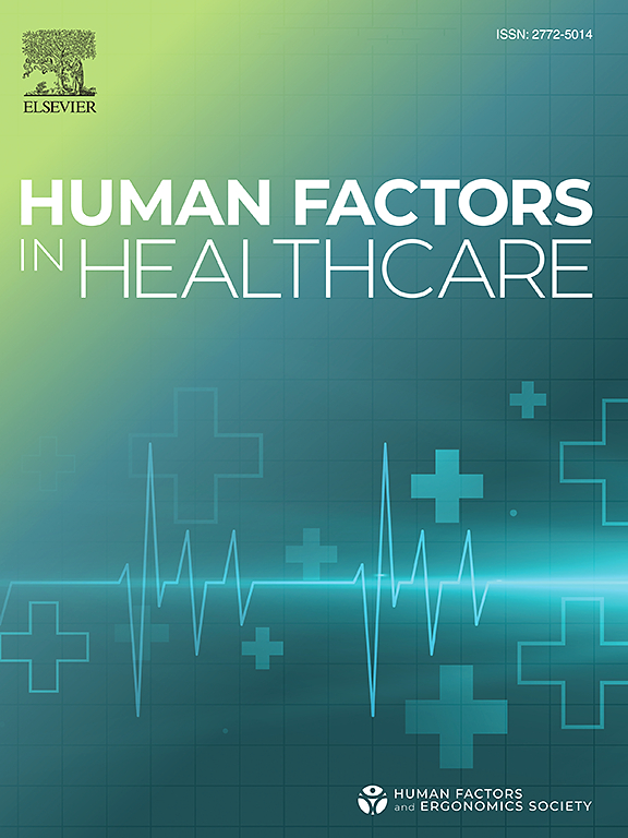 Go to journal home page - Human Factors in Healthcare